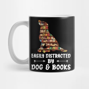 Easily Distracted By Dog And Books Reading Lover Boys Girls Mug